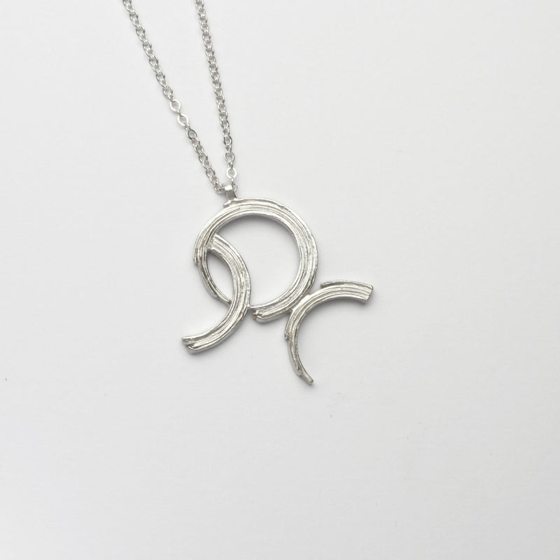 Brushstroke Collection: Large Silver Pendant