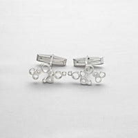 Bubbles cufflinks, sterling silver — clustered circles inspired by rising champagne bubbles — Botymau Coesau Arian