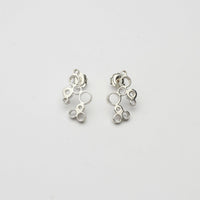 Bubbles earrings, sterling silver — clustered circles inspired by rising champagne bubbles — Clustdlysau Arian