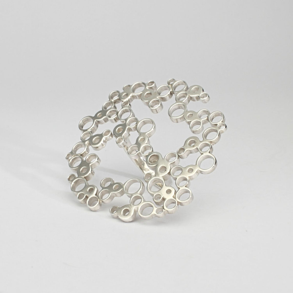 Bubbles large statement ring, sterling silver — clustered circles inspired by rising champagne bubbles — Modrwy Arian