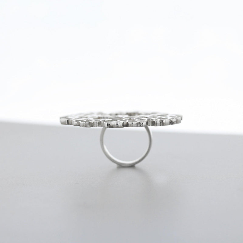 Bubbles: Large Top Silver Statement Ring, - Mari Thomas Jewellery