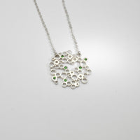 Bubbles pendant set with chrome diopside, sterling silver — clustered circles inspired by rising champagne bubbles — Mwclis Arian