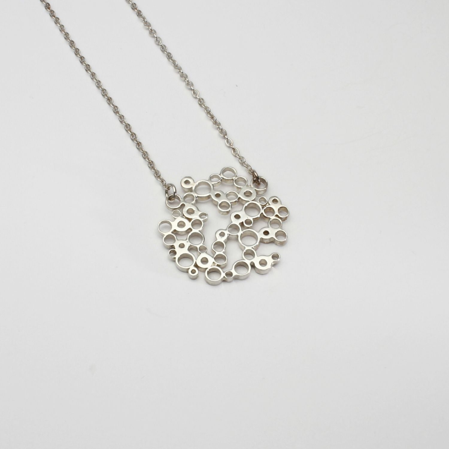 Bubbles medium pendant, sterling silver — clustered circles inspired by rising champagne bubbles — Mwclis Arian