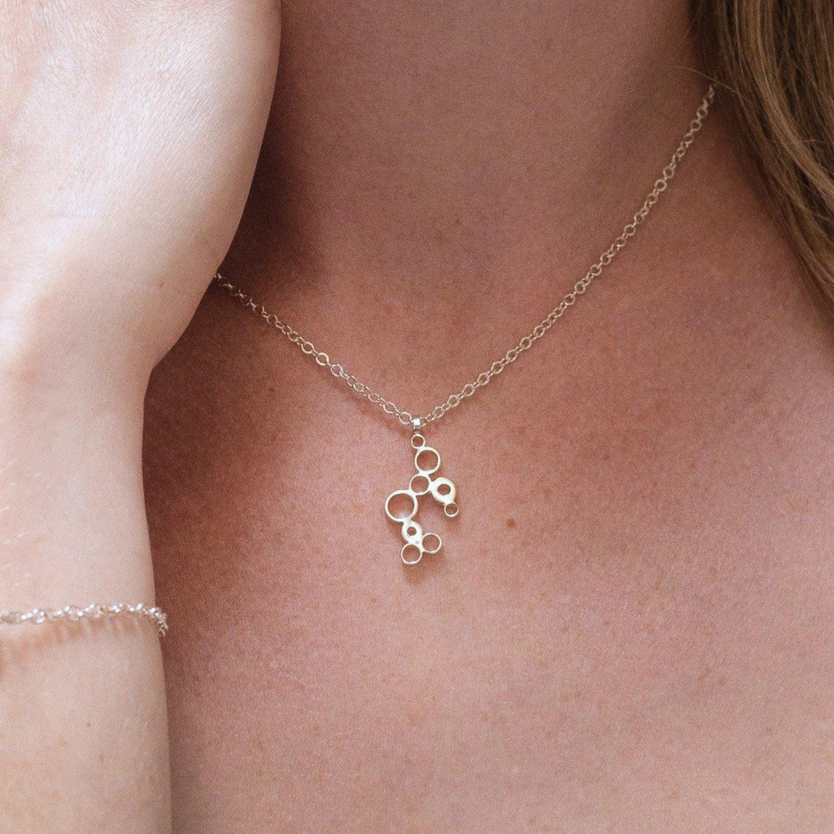 Bubbles sterling silver pendant, side view