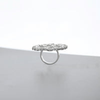 Side view of the Bubbles ring, effervescent sterling silver design — Modrwy Arian