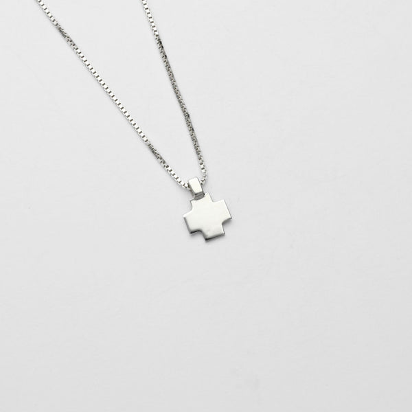 Carthenni cross pendant, sterling silver — a simpler, graphic take on the Welsh blanket weave — Mwclis Arian