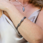 Carved: Black Silver Fractured Bangle - Mari Thomas Jewellery