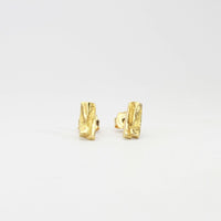 Contemporary Welsh gold jewellery designed and made in Wales and inspired by the Welsh landscape. The  stud earrings are  handcrafted in solid 18ct yellow gold 