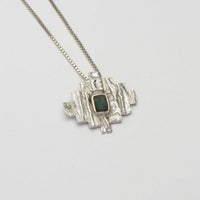 Carved: One off piece: Diamond Shaped Silver Pendant with Moss Agate - Mari Thomas Jewellery