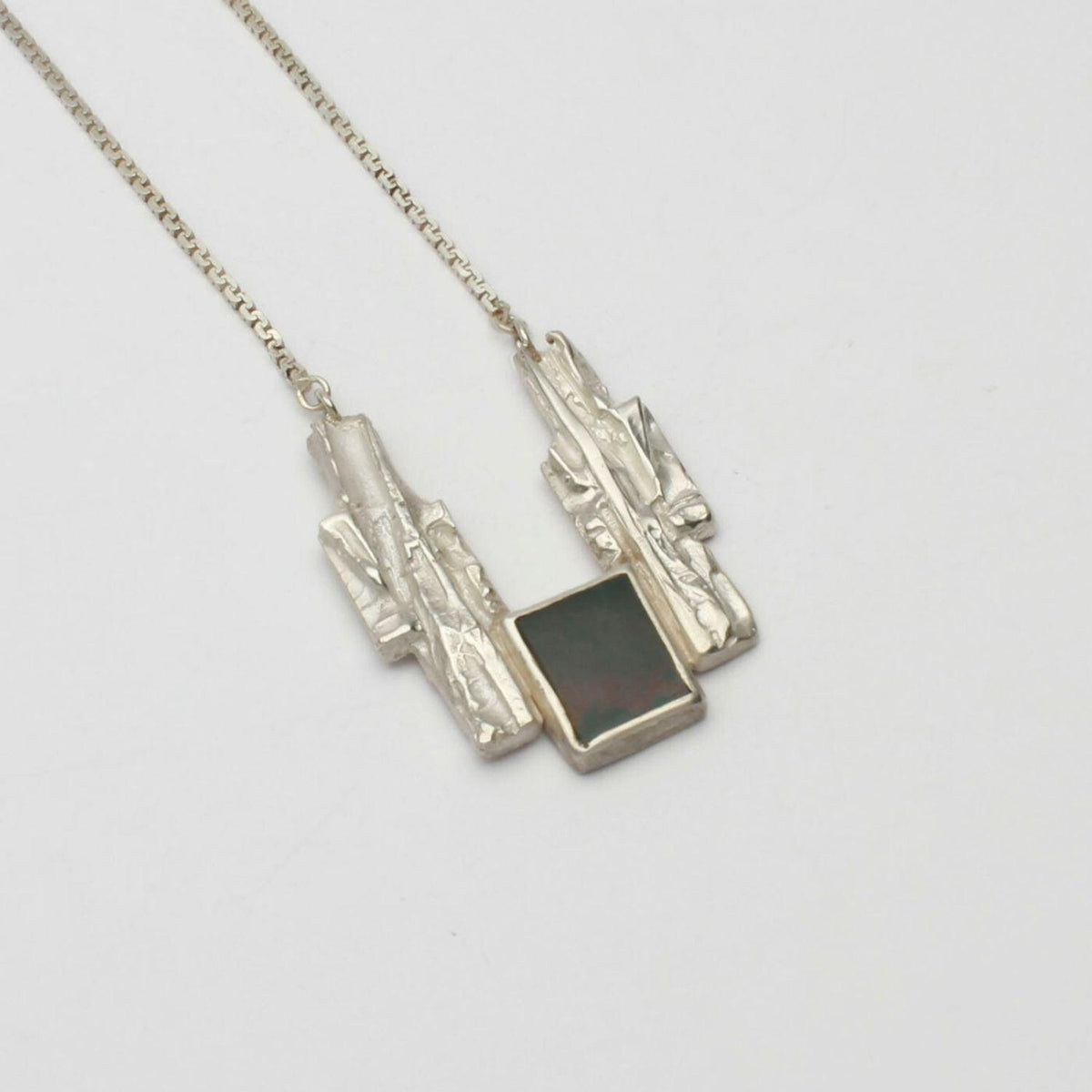 Carved: One off piece: Silver Pendant with Bloodstone - Mari Thomas Jewellery