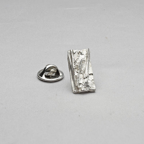 Carved: Rectangular Silver Lapel / Tie pin - Mari Thomas Jewellery