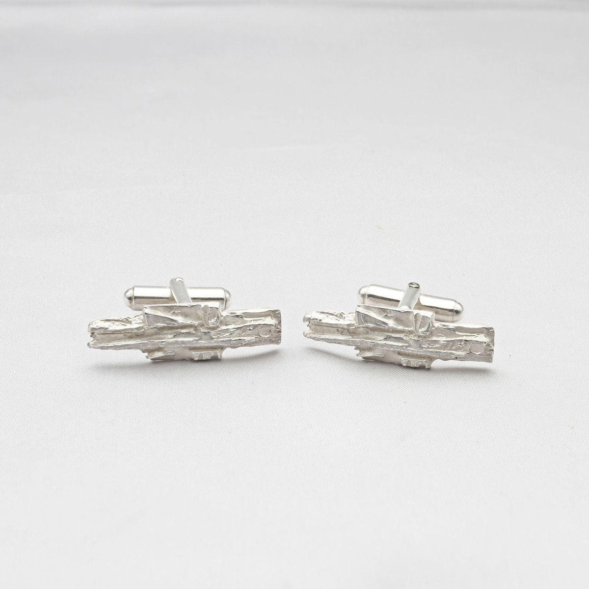 Carved: Silver Fractured Cufflinks - Mari Thomas Jewellery