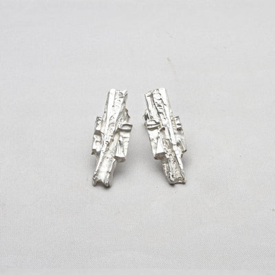Carved: Silver Fractured Earrings - Mari Thomas Jewellery