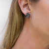 Carved: Square Black Silver Earrings - Mari Thomas Jewellery