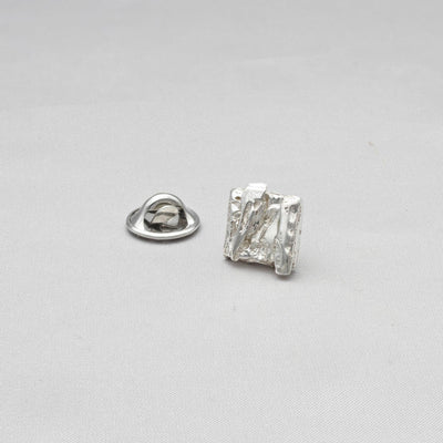 Carved: Square Silver Lapel / Tie pin - Mari Thomas Jewellery