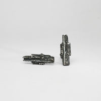 Carved: Black Silver Fractured Cufflinks