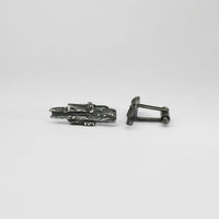 Carved: Black Silver Fractured Cufflinks