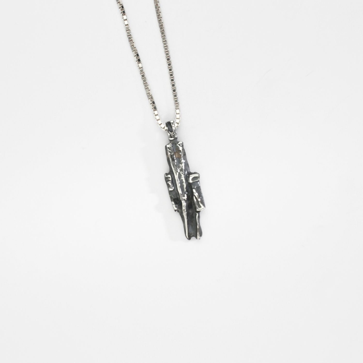 Carved: Black Silver Fractured Pendant