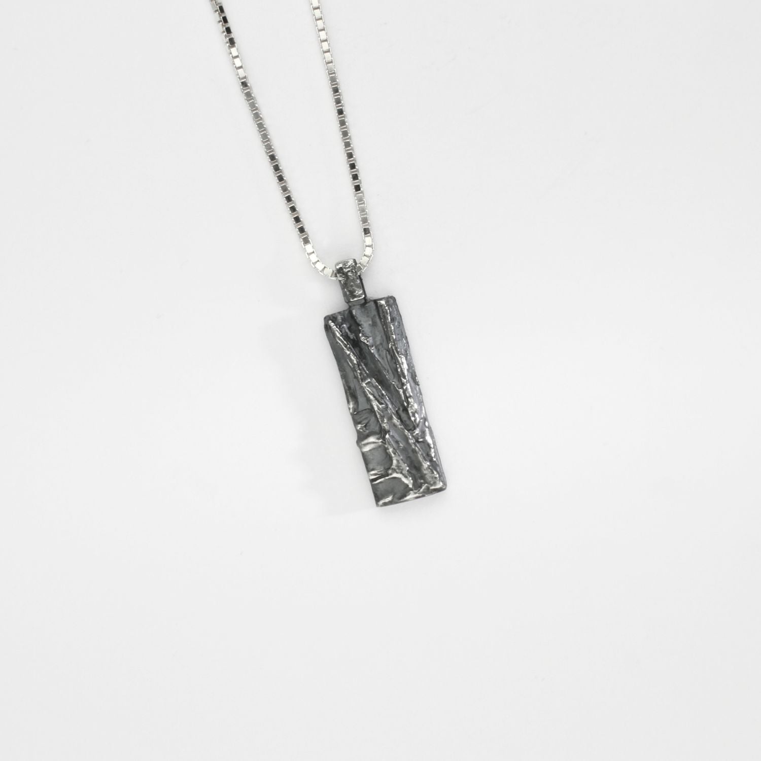 Carved: Black Silver Rectangle Pendant