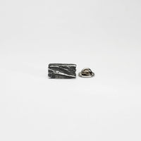 Carved: Rectangular Black Silver Lapel / Tie pin