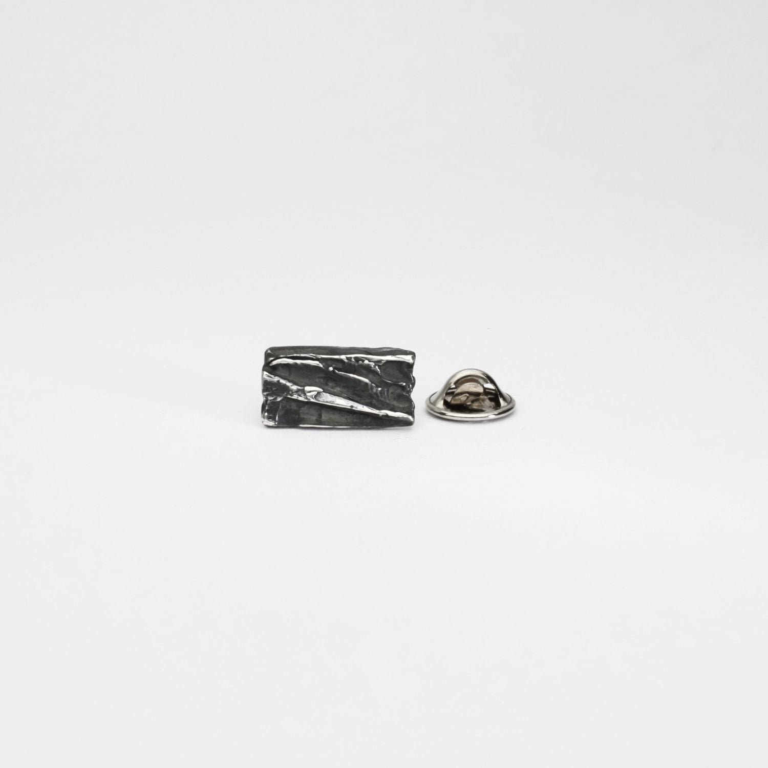 Carved: Rectangular Black Silver Lapel / Tie pin