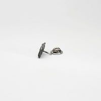 Carved: Rectangular Black Silver Lapel / Tie pin