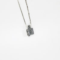 Carved: Black Silver Square Pendant