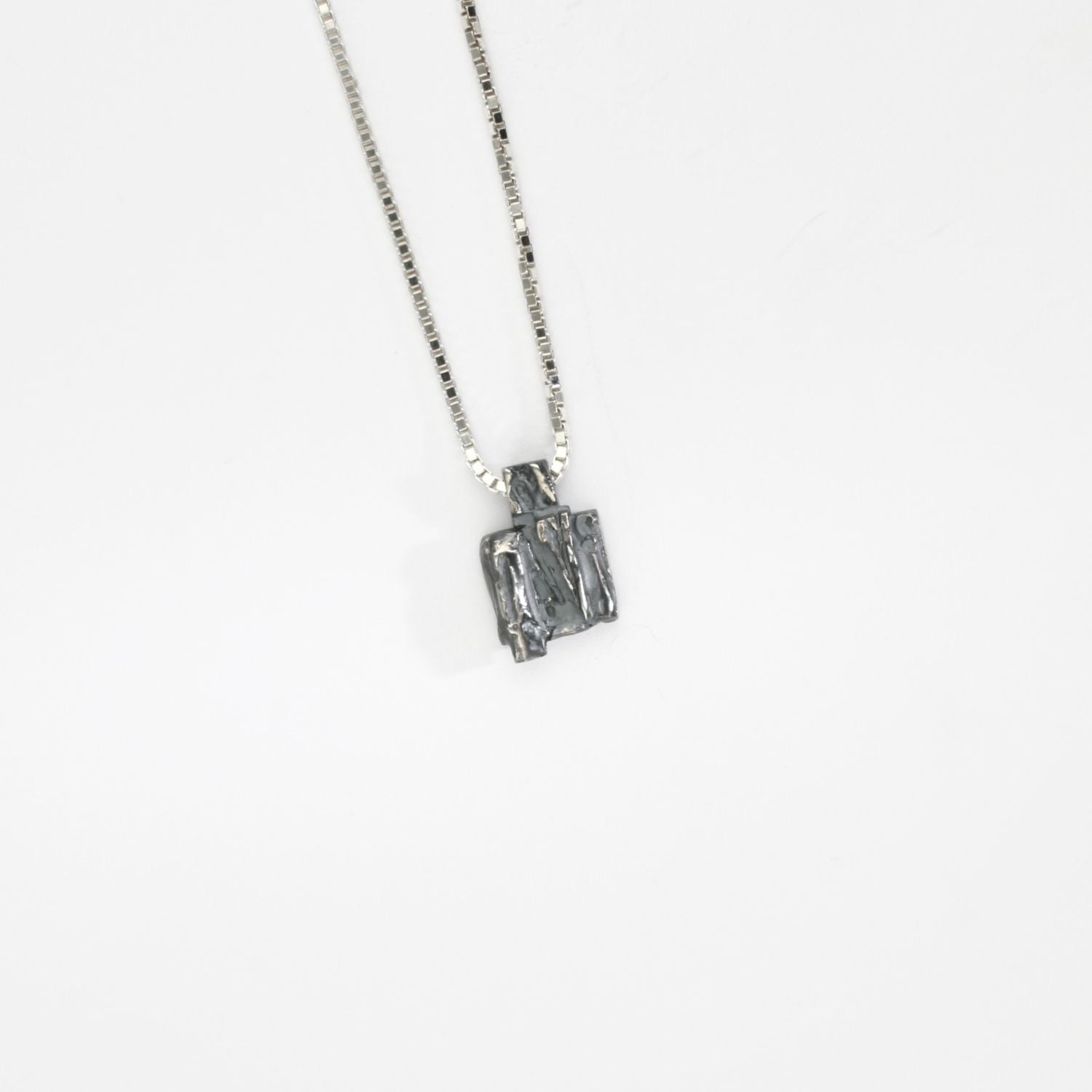 Carved: Black Silver Square Pendant