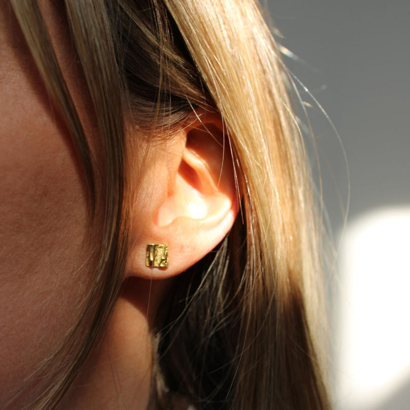 Carved Fine square earrings - Mari Thomas Jewellery