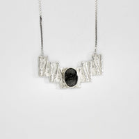 One of a kind - Carved arc pendant with moss agate