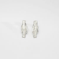 Carved: Silver Fractured Earrings