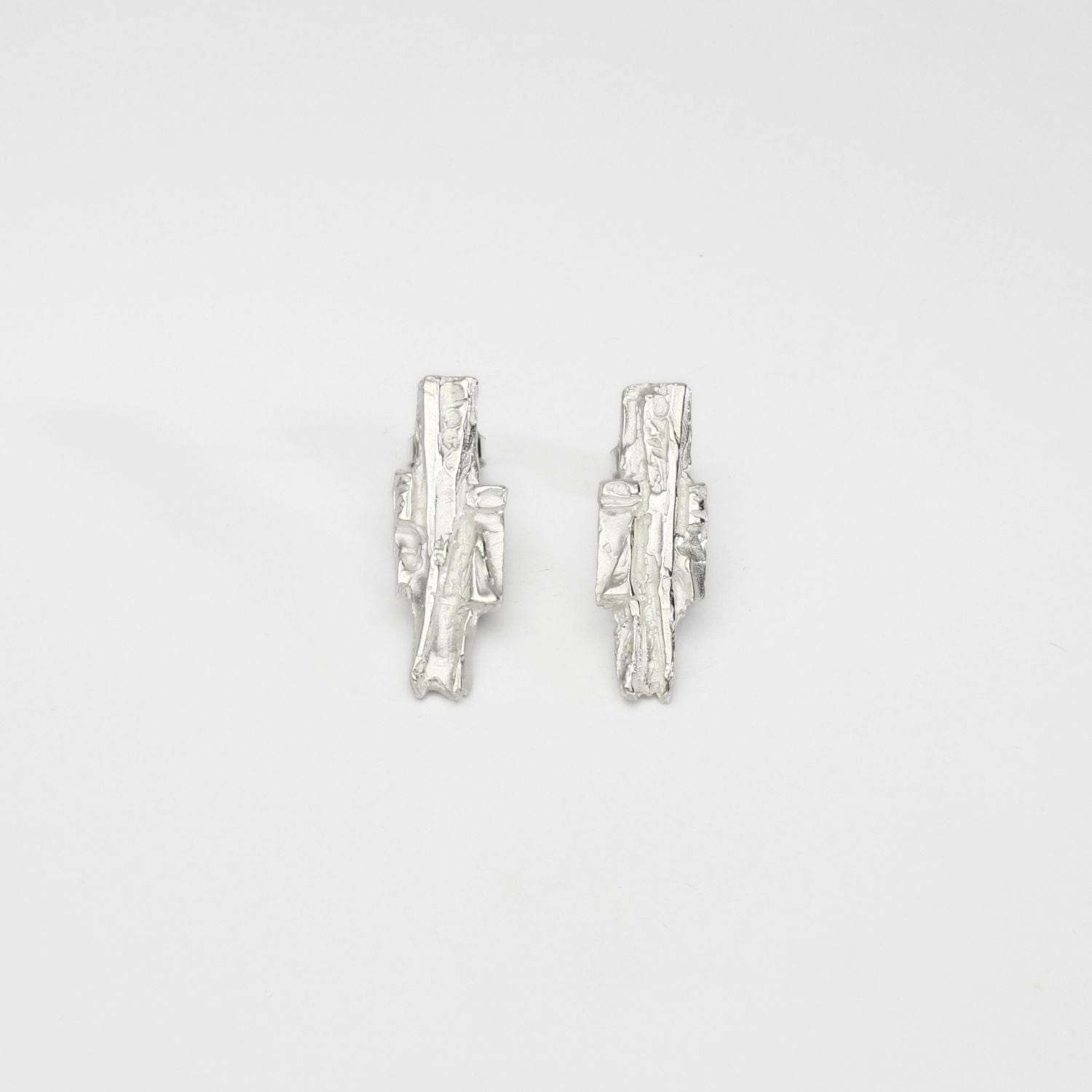 Carved: Silver Fractured Earrings