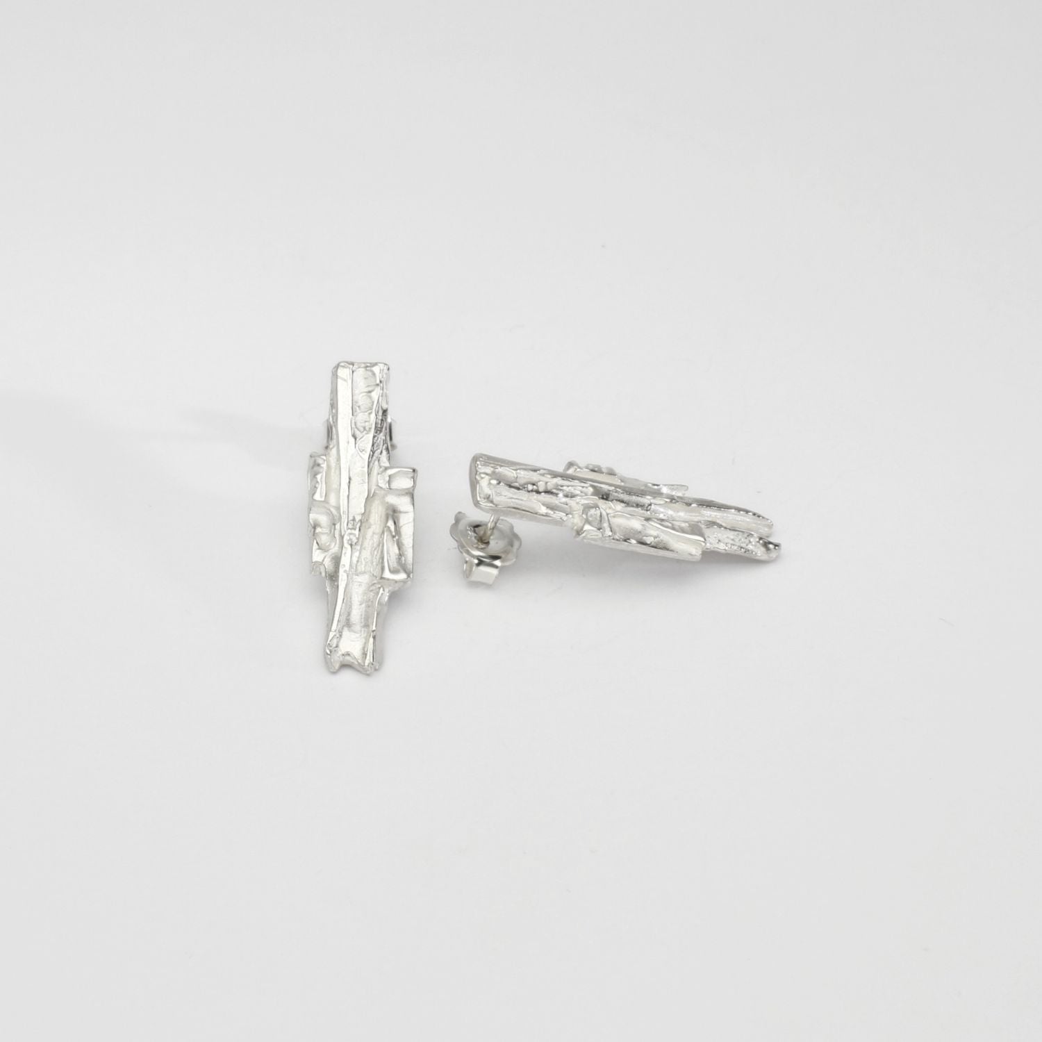 Carved: Silver Fractured Earrings