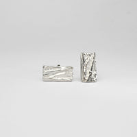 Carved: Rectangular Silver Cufflinks