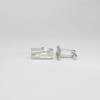 Carved: Rectangular Silver Cufflinks