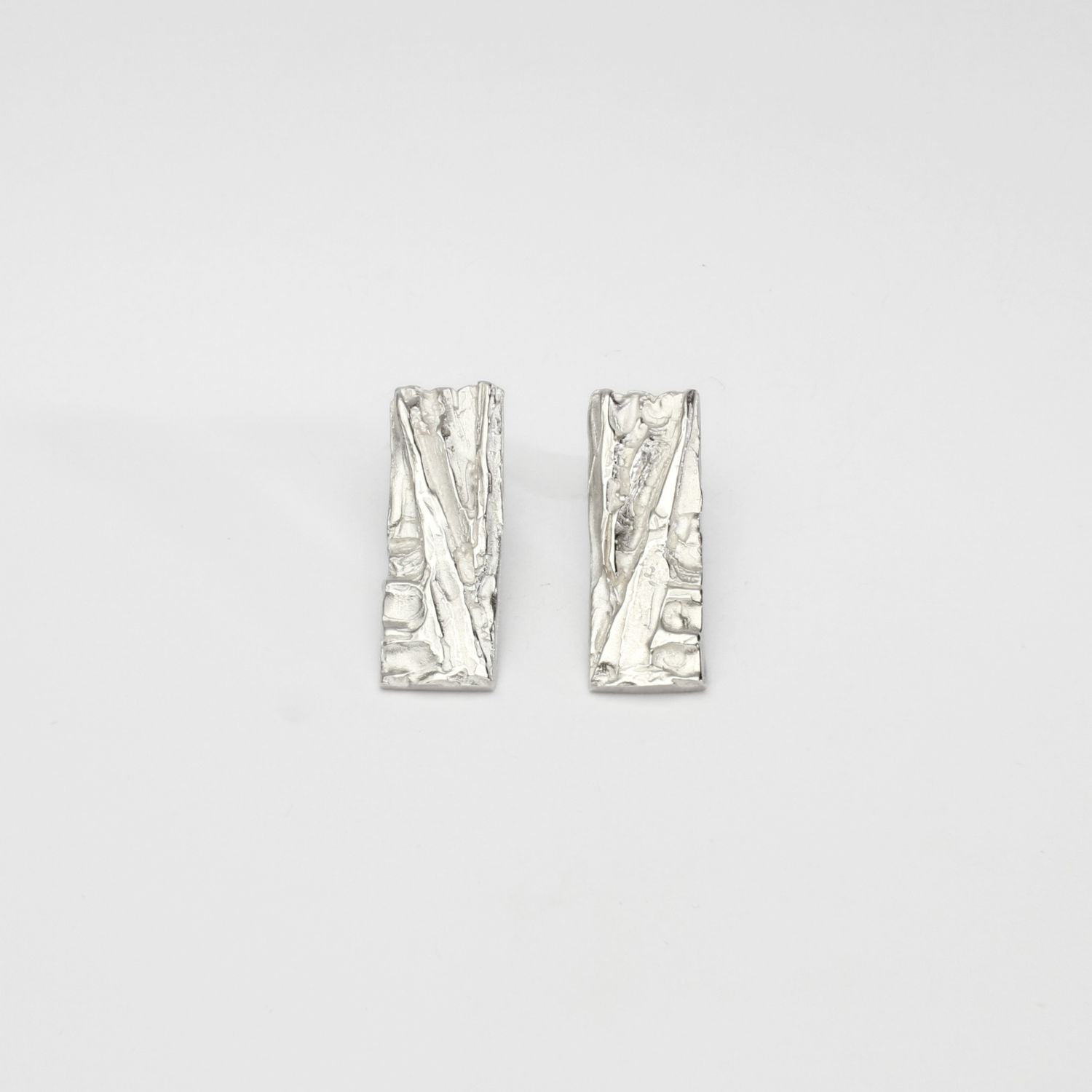 Carved: Silver Rectangle earrings