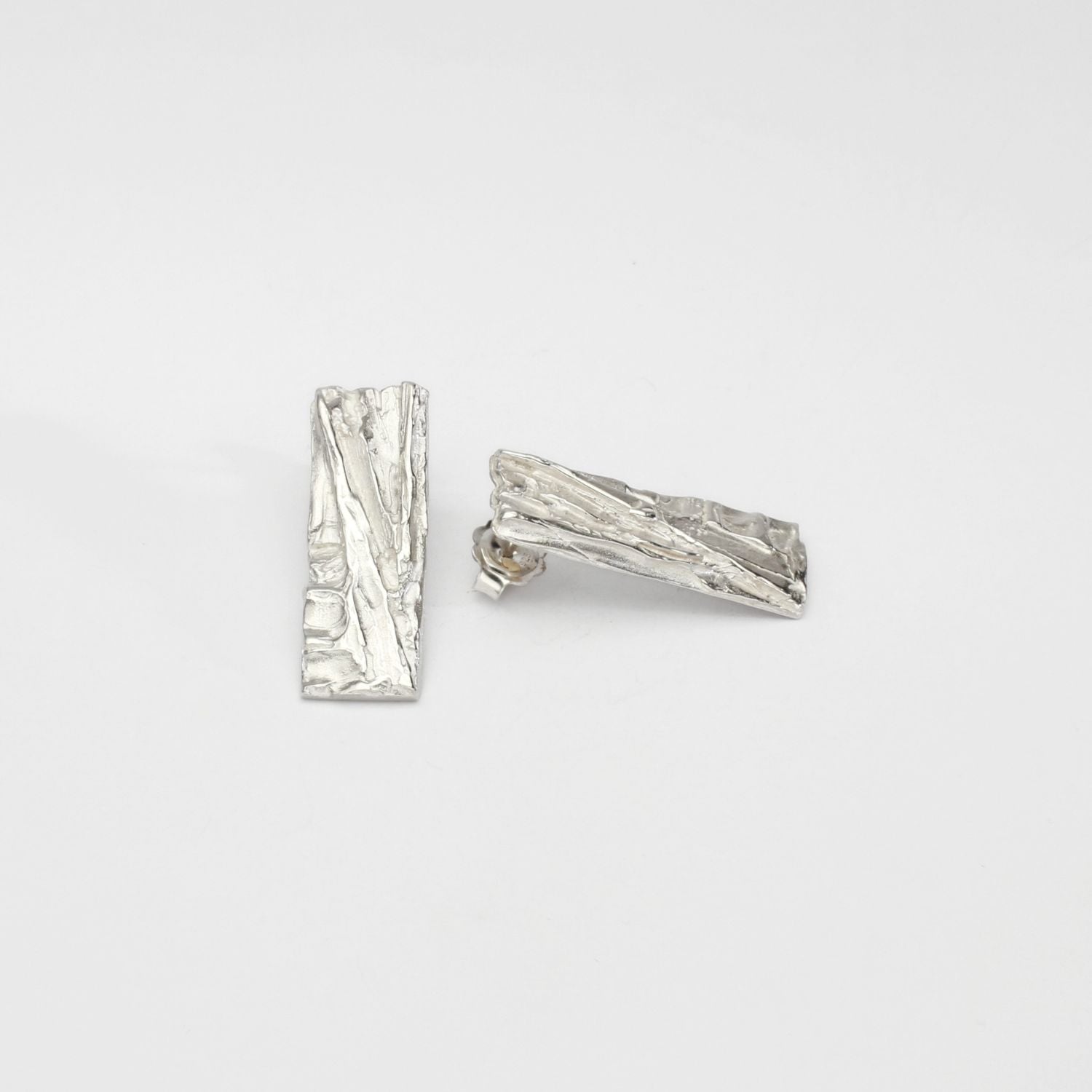 Carved: Silver Rectangle earrings