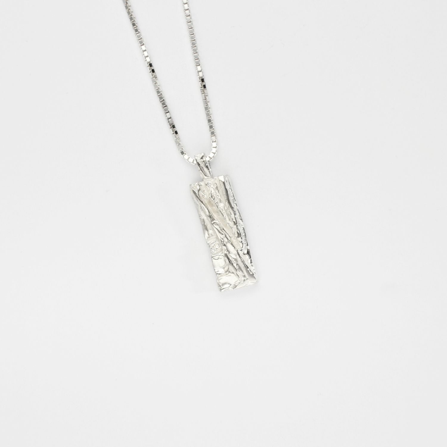 Carved: Rectangle Silver Pendant