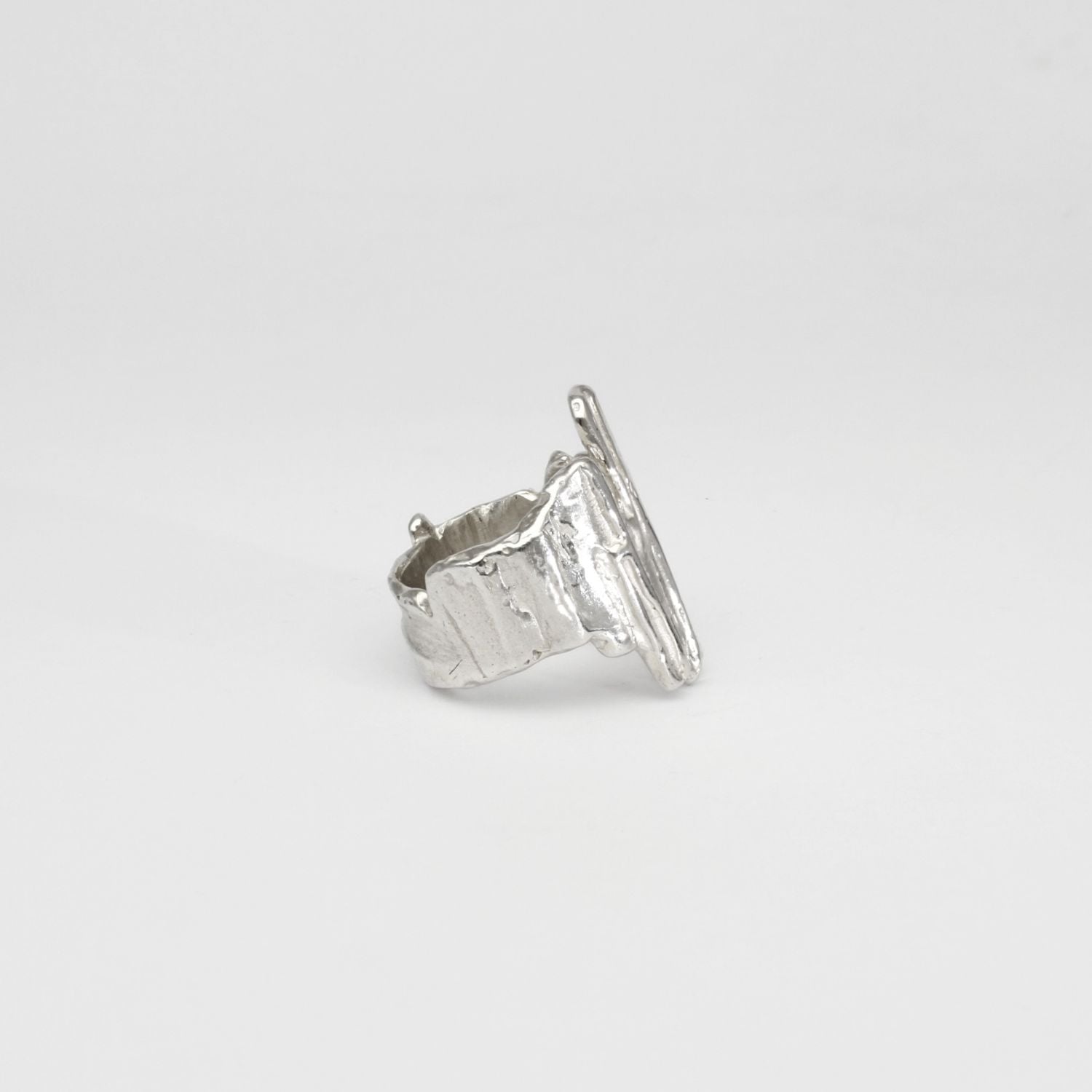 Carved: Sculptured Silver Ring
