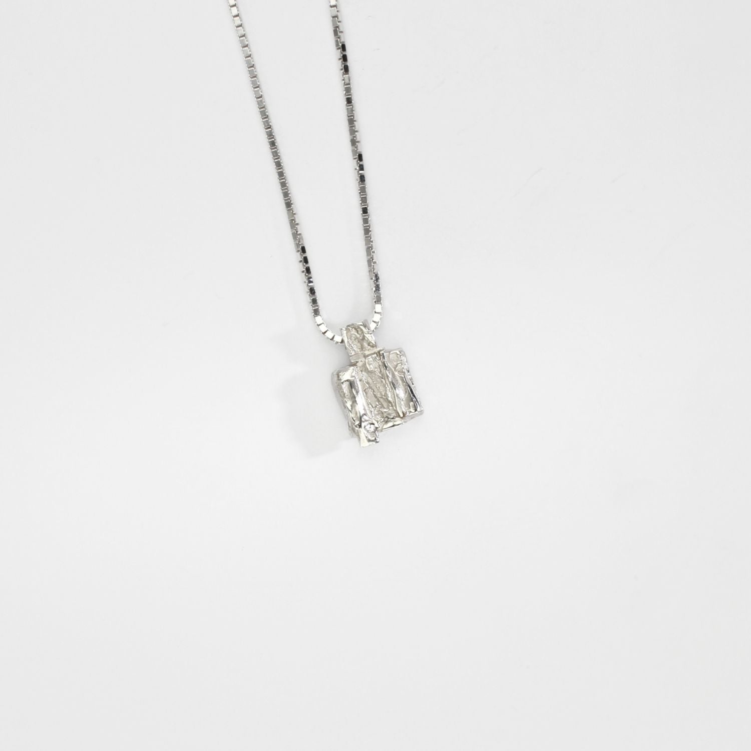 Carved: Silver Square Pendant
