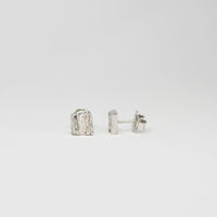 Contemporary Welsh silver jewellery. Inspired by the beautiful landscape of Wales.  These small textured square stud earrings are designed and handmade in Wales