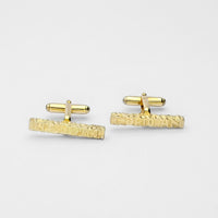 Cofio cufflinks, silver and 18ct gold plated silver — Waldo Williams's words cast in metal — Botymau Coesau Arian ac Aur