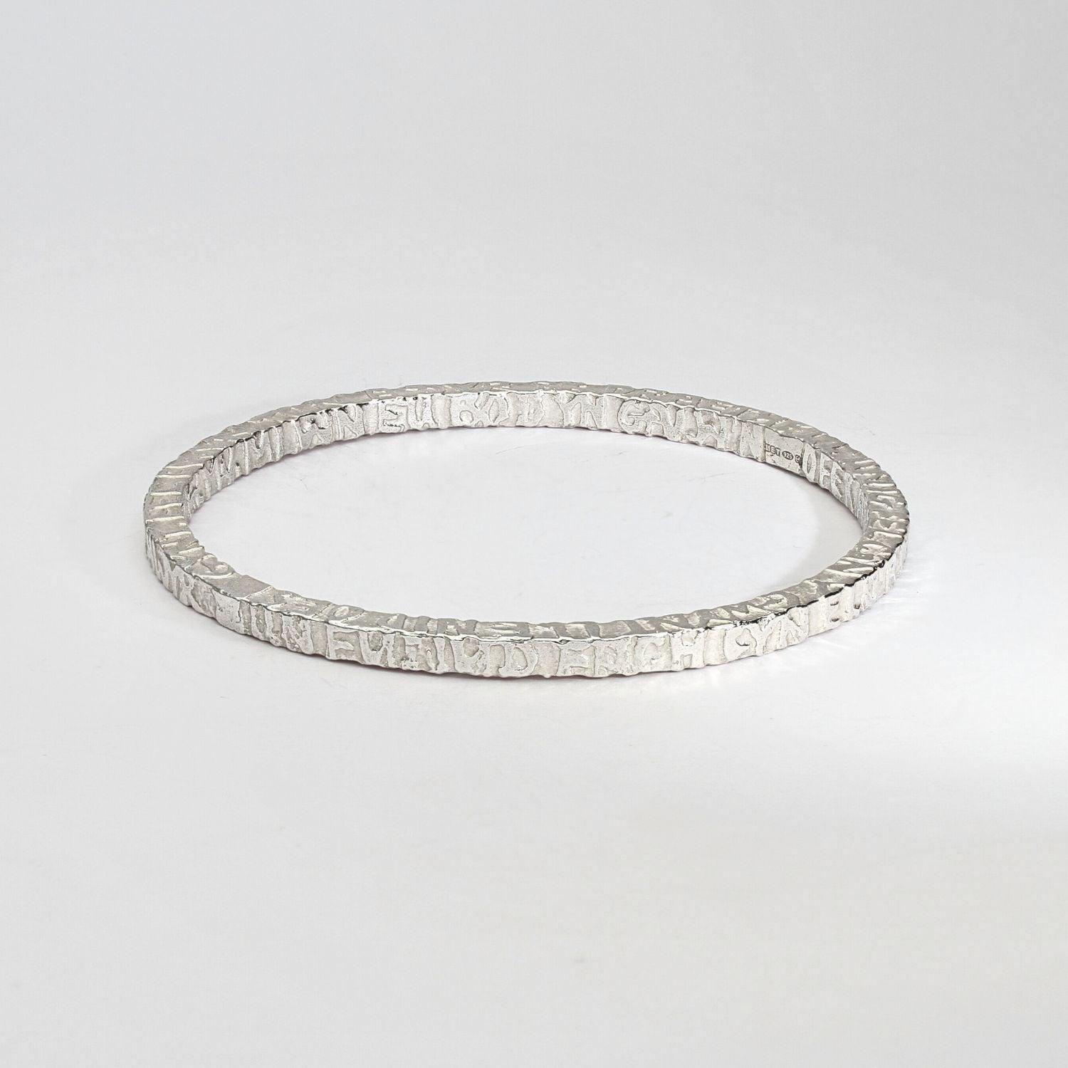 Cofio (Remember) Silver Bangle with poetry – Mari Thomas Jewellery