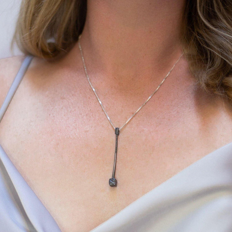 Cube: Black Silver Drop Pendant - Mari Thomas Jewellery