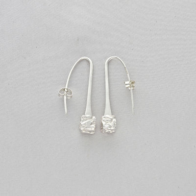 Cube: Short Arc Drop Silver Earrings - Mari Thomas Jewellery