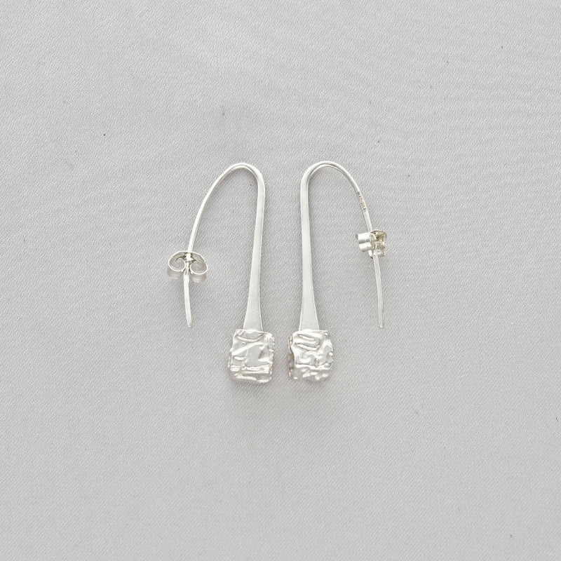 Cube: Short Arc Drop Silver Earrings - Mari Thomas Jewellery