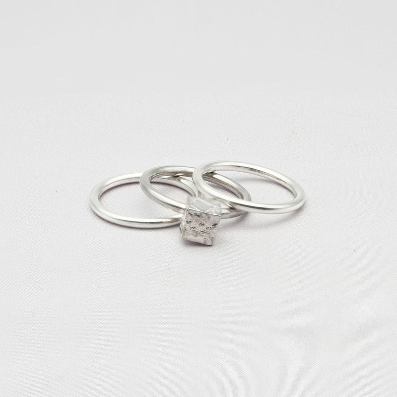 Cube: Silver Stacker Ring - Mari Thomas Jewellery