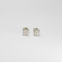 Cube sterling silver stud earrings, front view