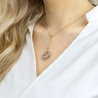 Decorative Concepts drop pendant in 18ct rose gold plated silver, side view