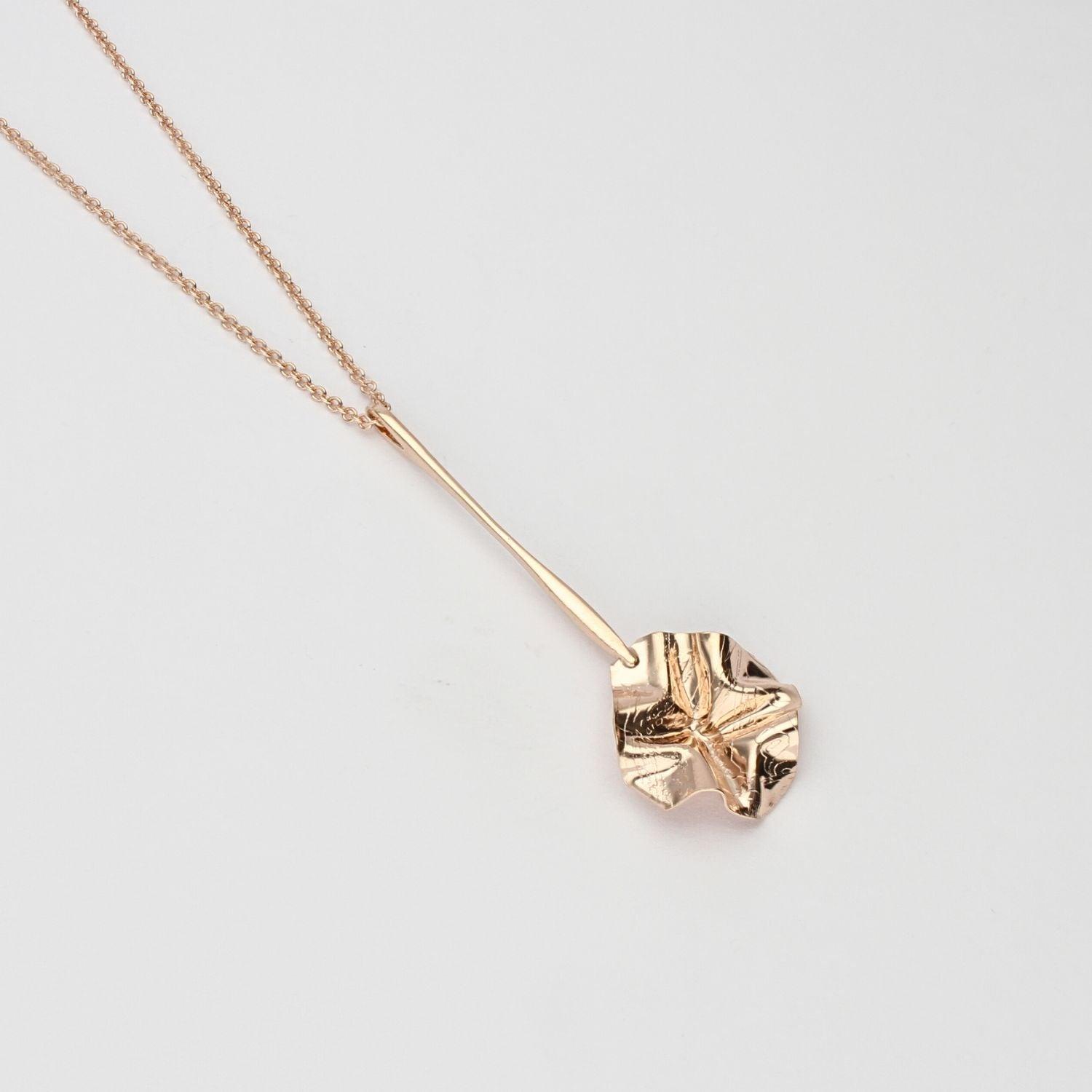 Decorative Concepts drop pendant in 18ct rose gold plated silver, front view